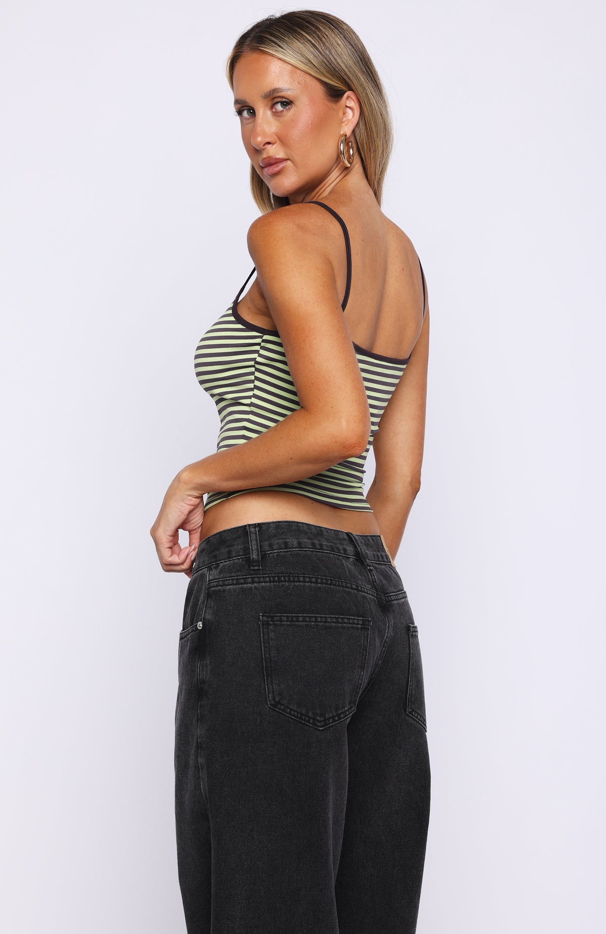 Just Let It Go Singlet Green/Plum Stripe - Image 4