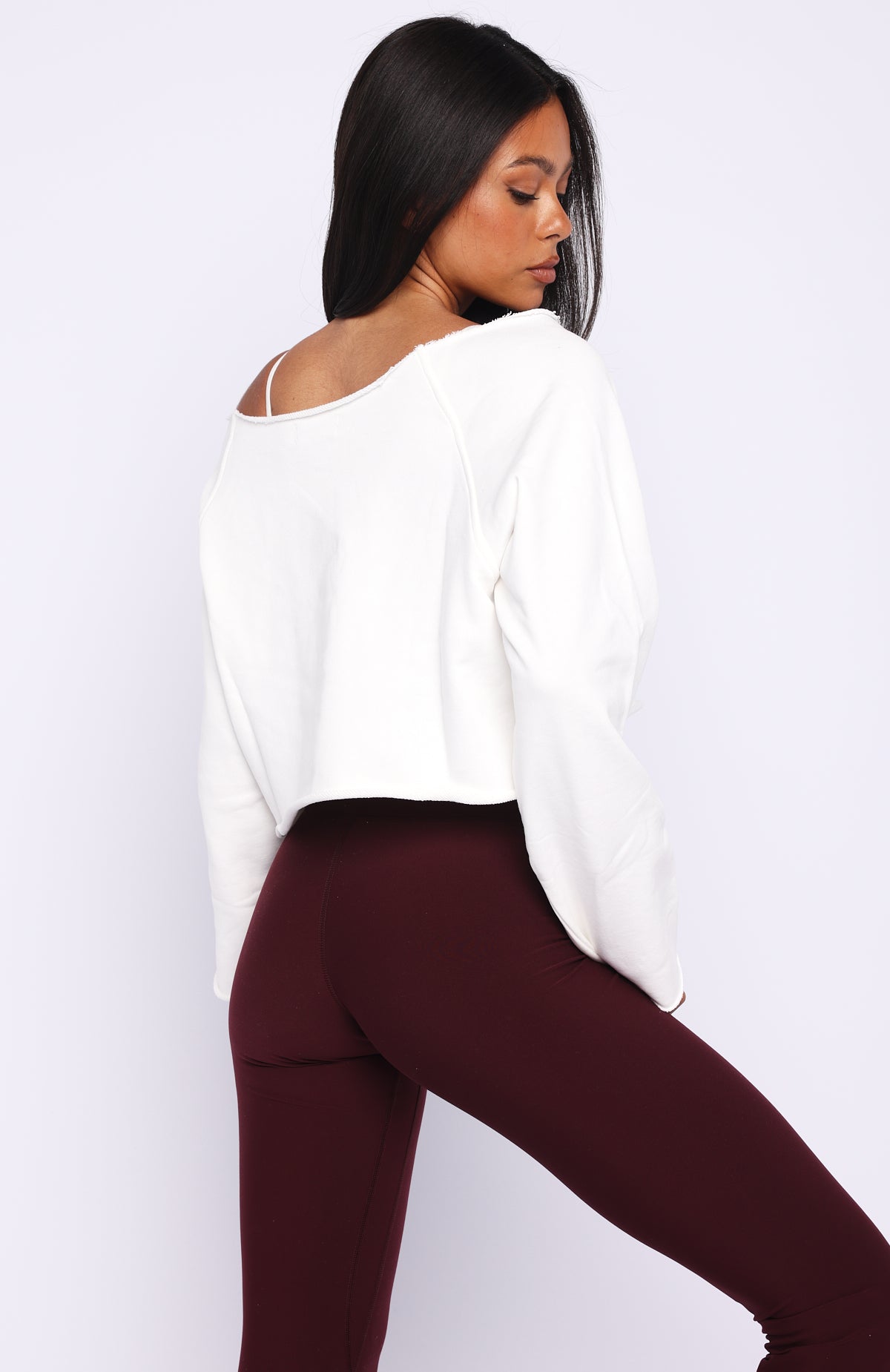 Keep It Rolling Cropped Off Shoulder Sweater Off White - Image 5