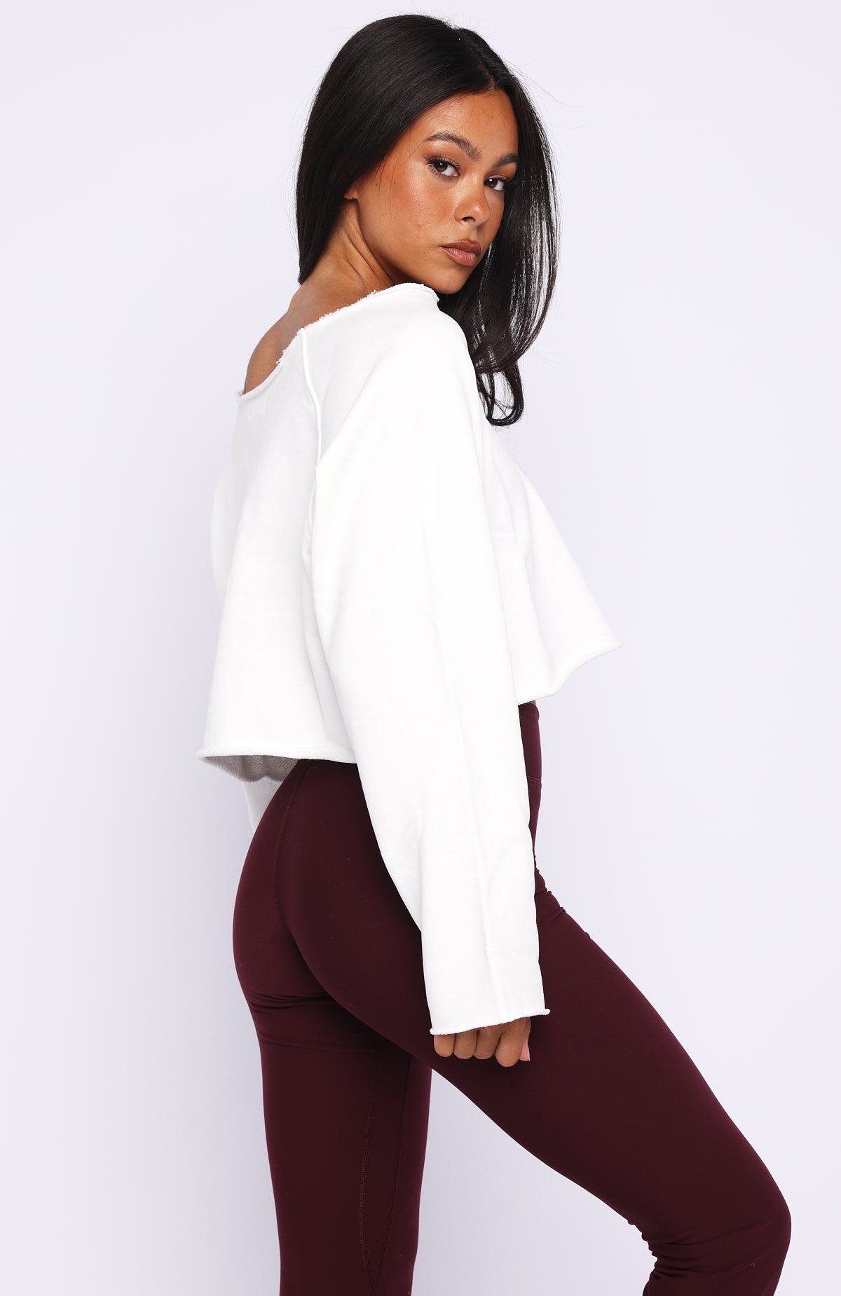 Keep It Rolling Cropped Off Shoulder Sweater Off White - Image 4