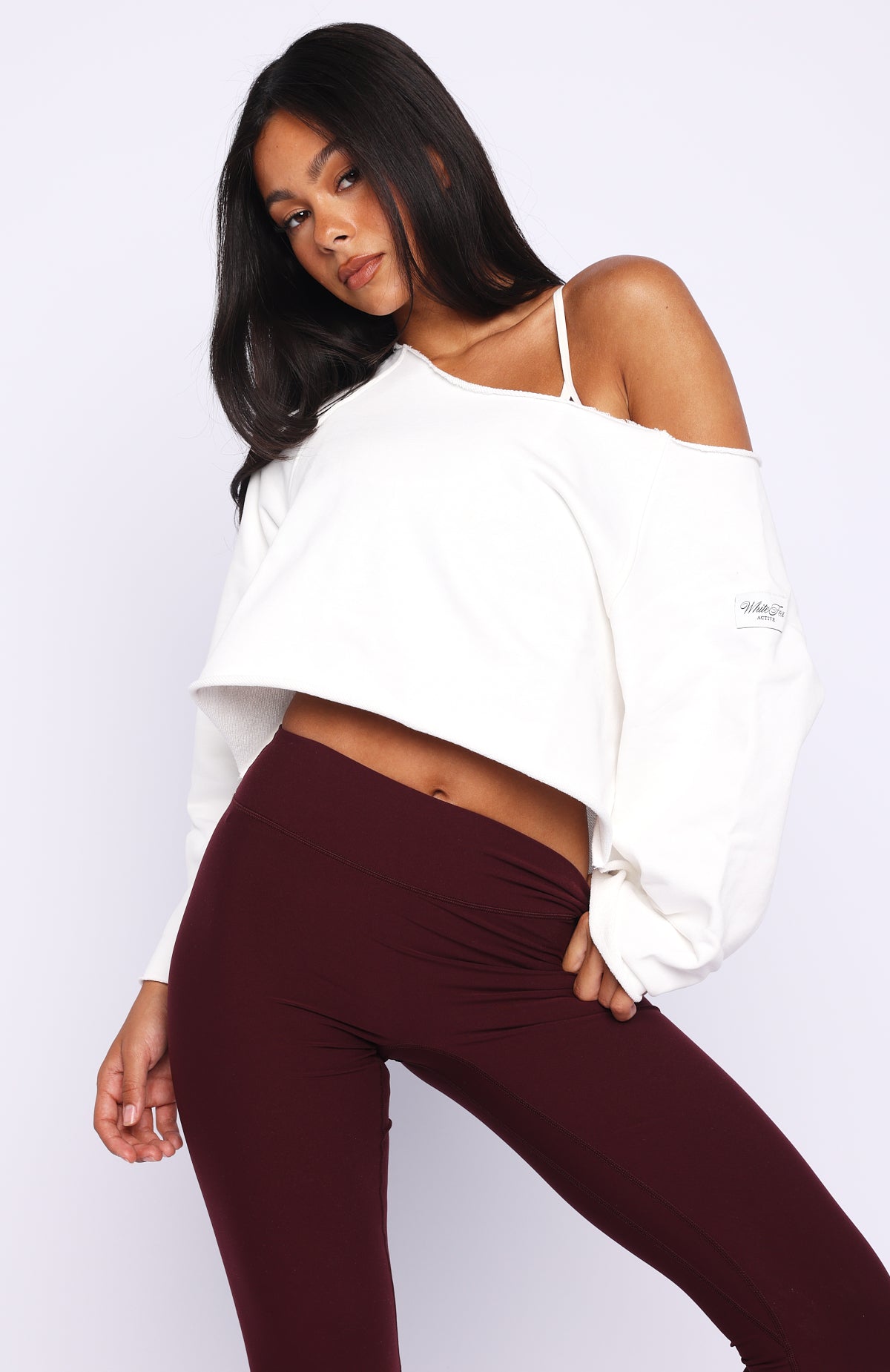 Keep It Rolling Cropped Off Shoulder Sweater Off White - Image 3