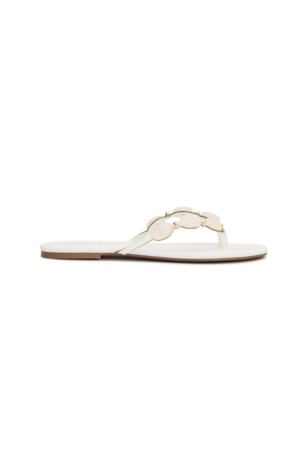 Kira Beaded Thong Sandals White - Image 3