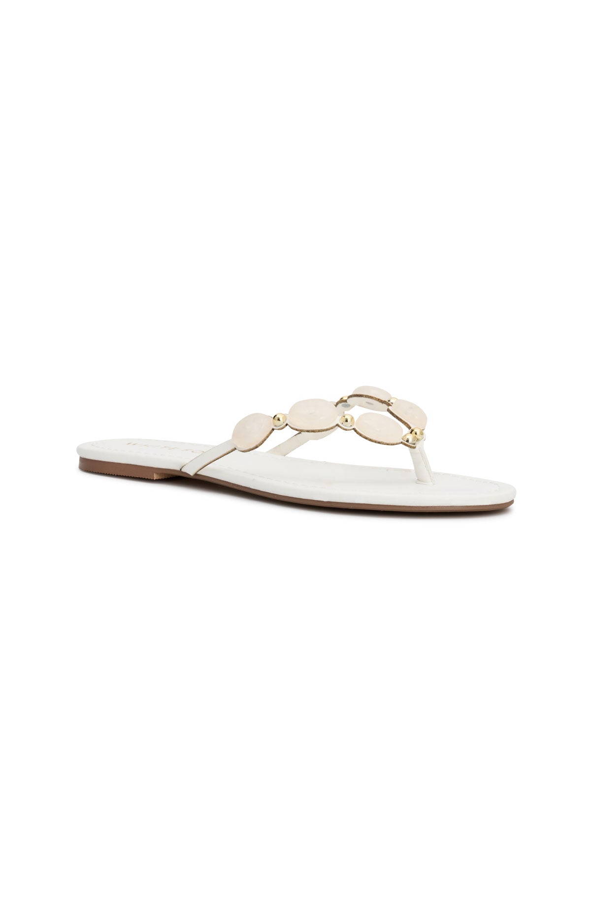 Kira Beaded Thong Sandals White - Image 2