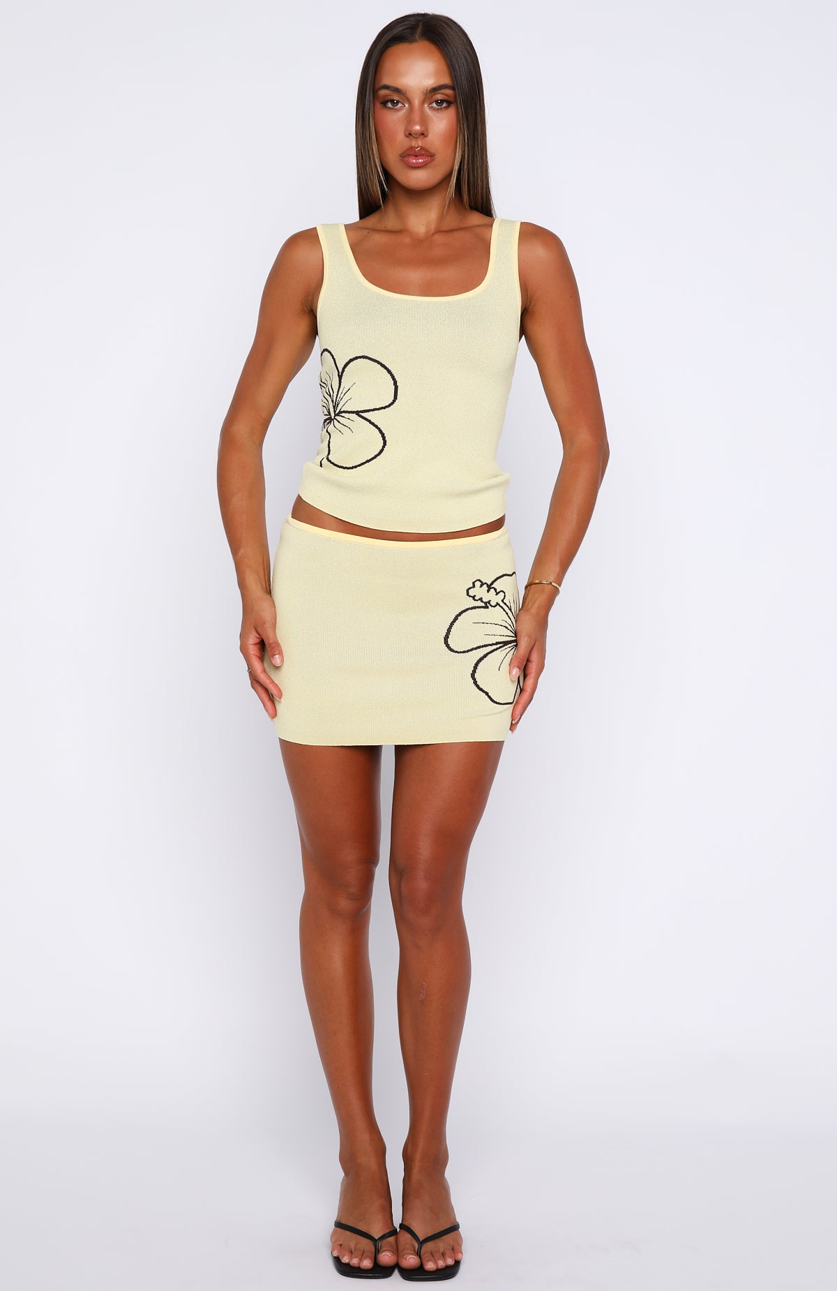 Kiss Me Later Knit Mini Skirt Lemon - Image 5