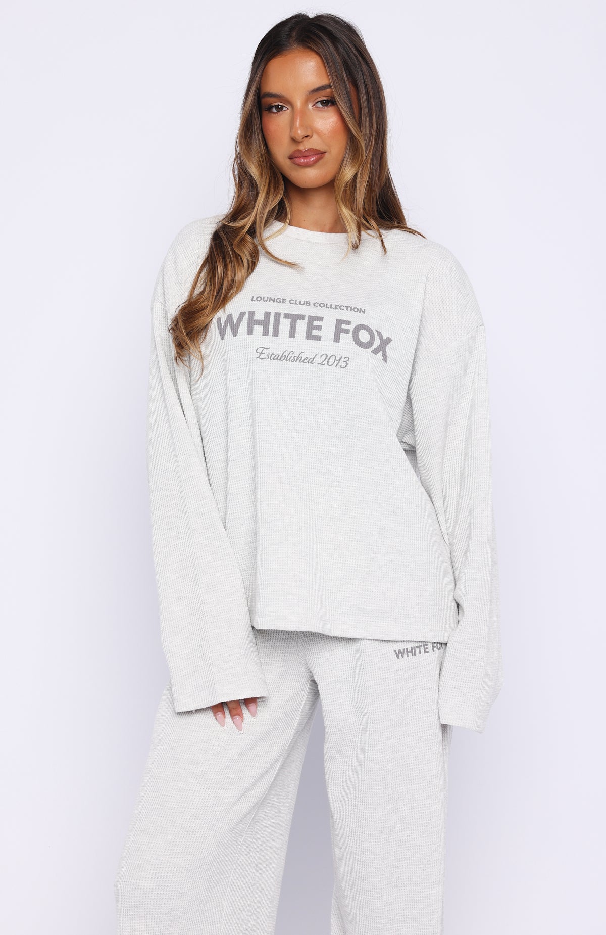 Leave Me Out Of It Waffle Oversized Long Sleeve Tee Grey Marle - Image 2