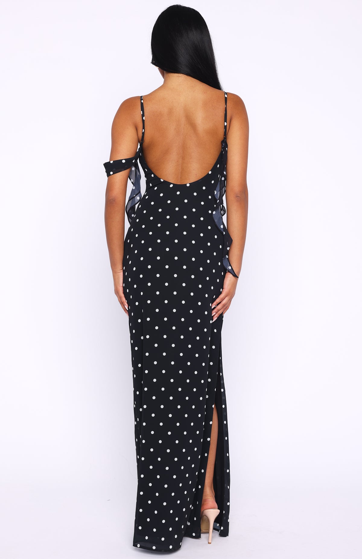 Love Blossoms Maxi Dress Black/White Polka Dot - Image 4