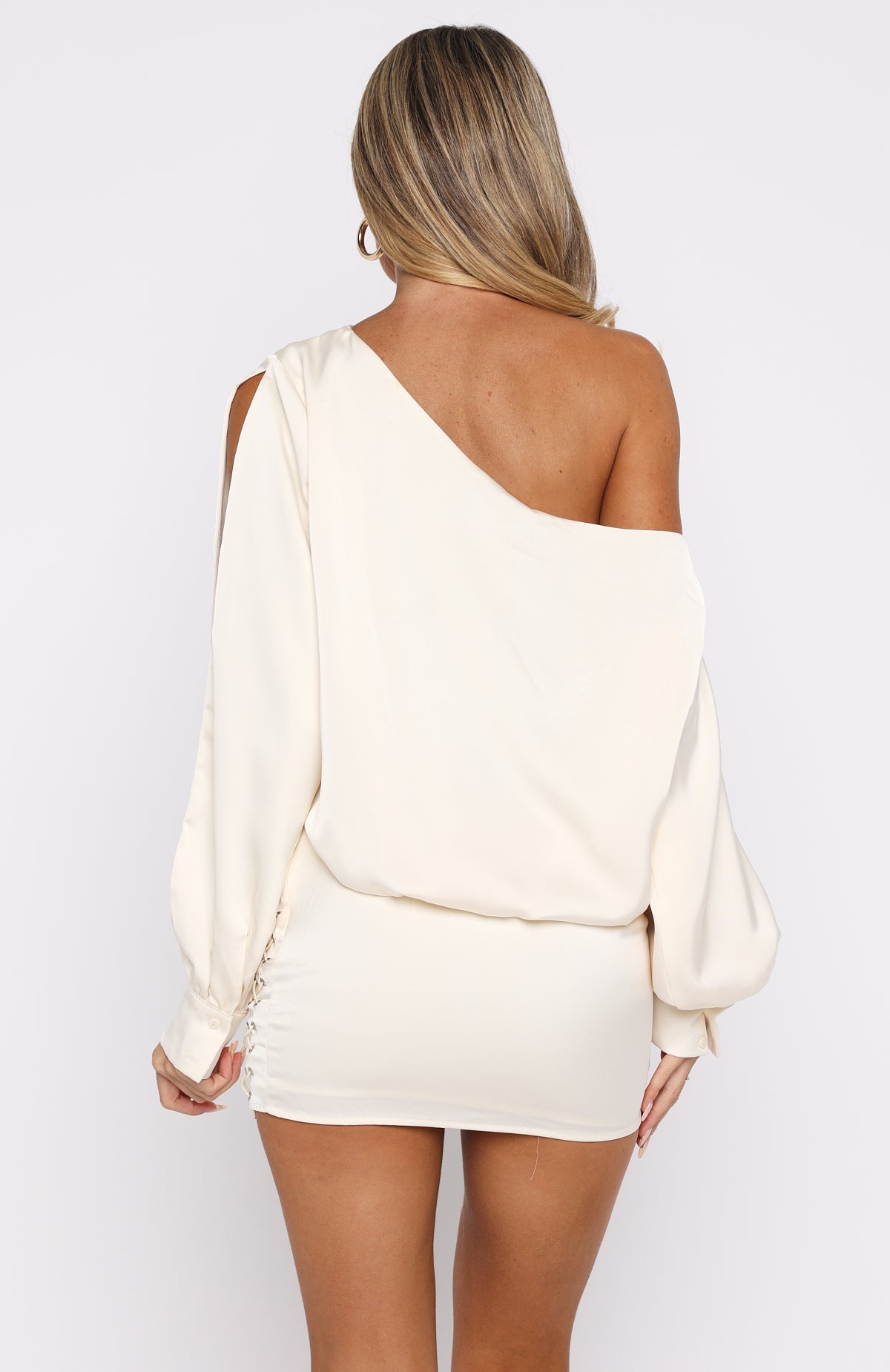Love Letter Long Sleeve Mini Dress Off White - Image 5