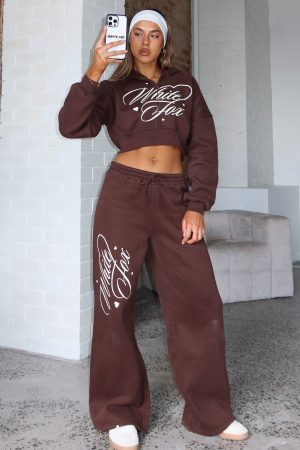 Love You Regardless Wide Leg Sweatpants Chocolate