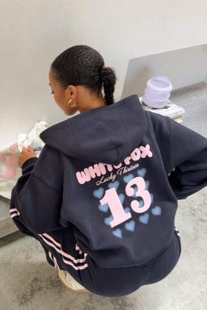 Lucky Thirteen Charise Zip Front Hoodie Navy