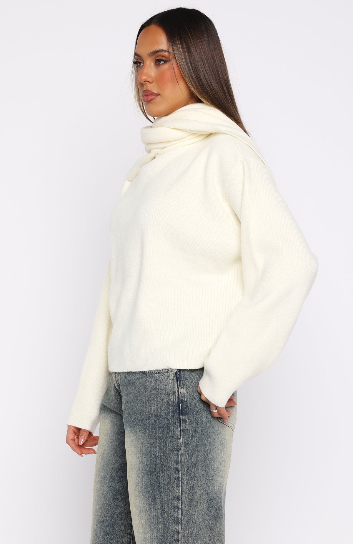 Luxe Layers Knit Sweater Cream - Image 3