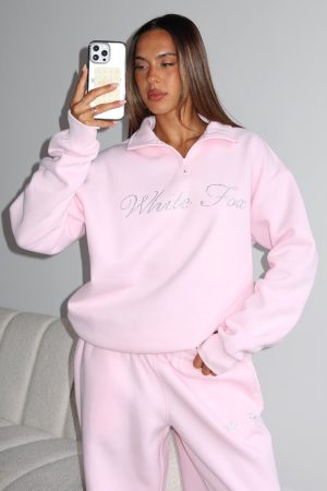 Make It Or Break It Quarter Zip Sweater Pink