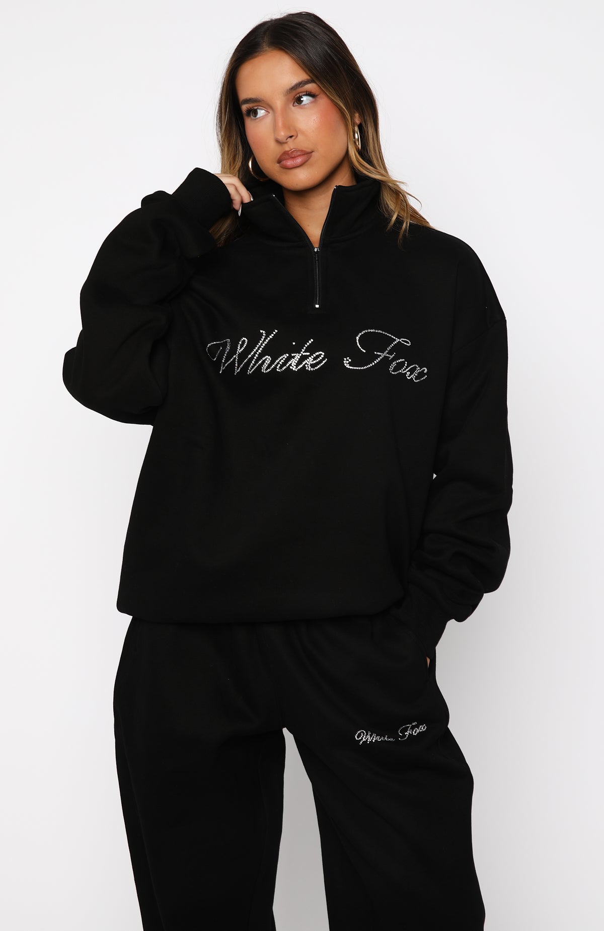 Make It Or Break It Quarter Zip Sweater Black - Image 2