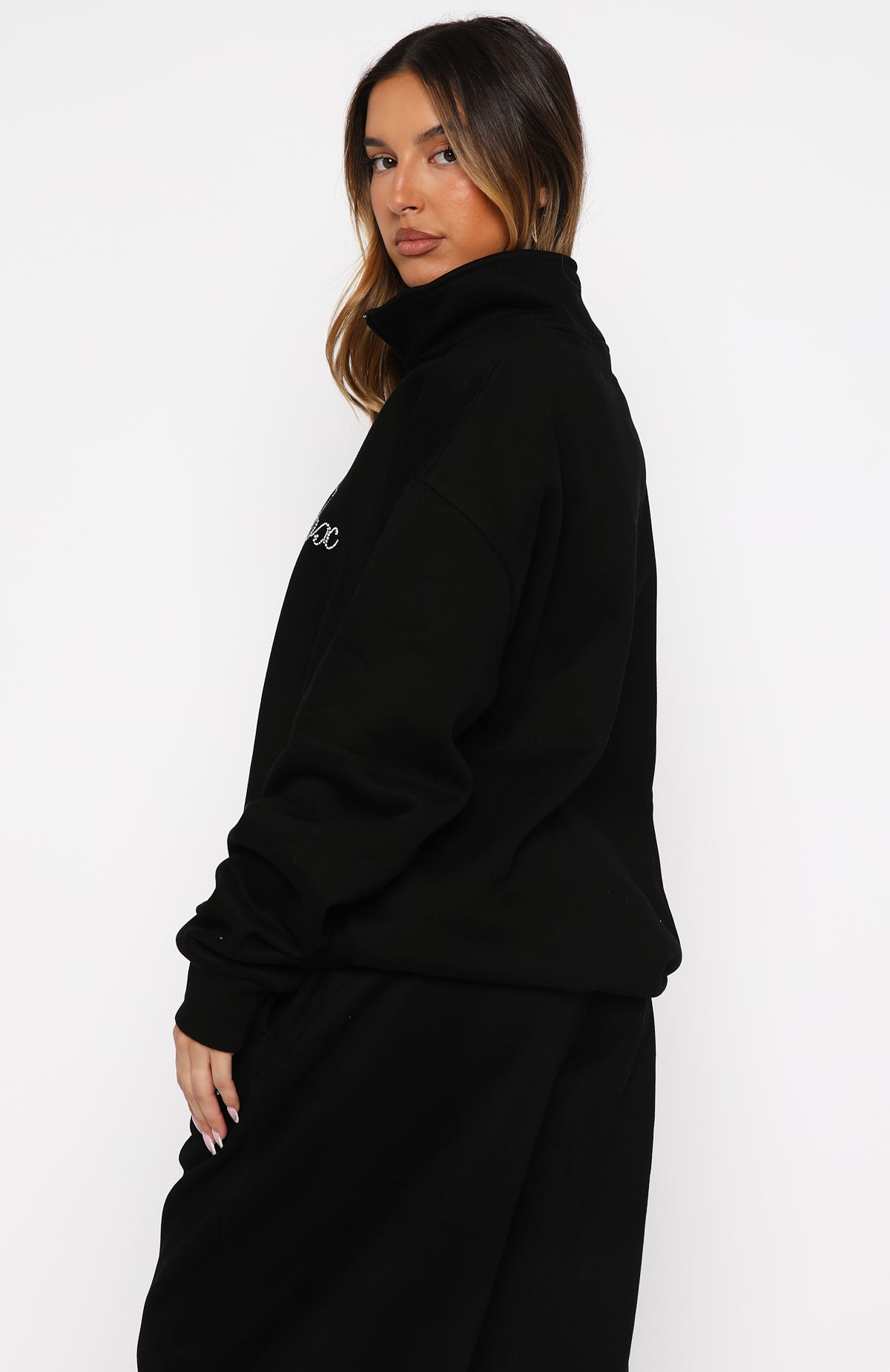 Make It Or Break It Quarter Zip Sweater Black - Image 4