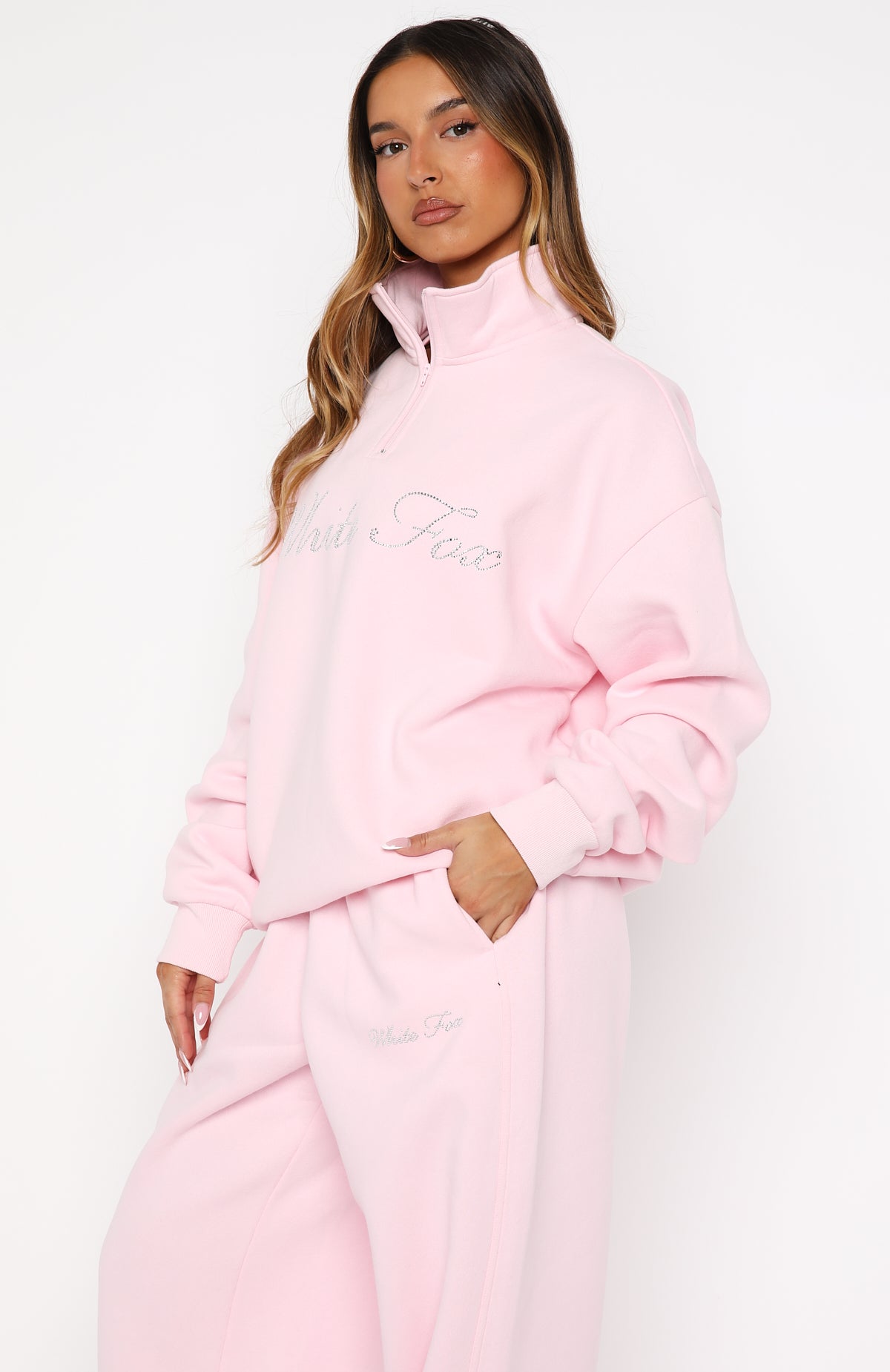 Make It Or Break It Quarter Zip Sweater Pink - Image 3