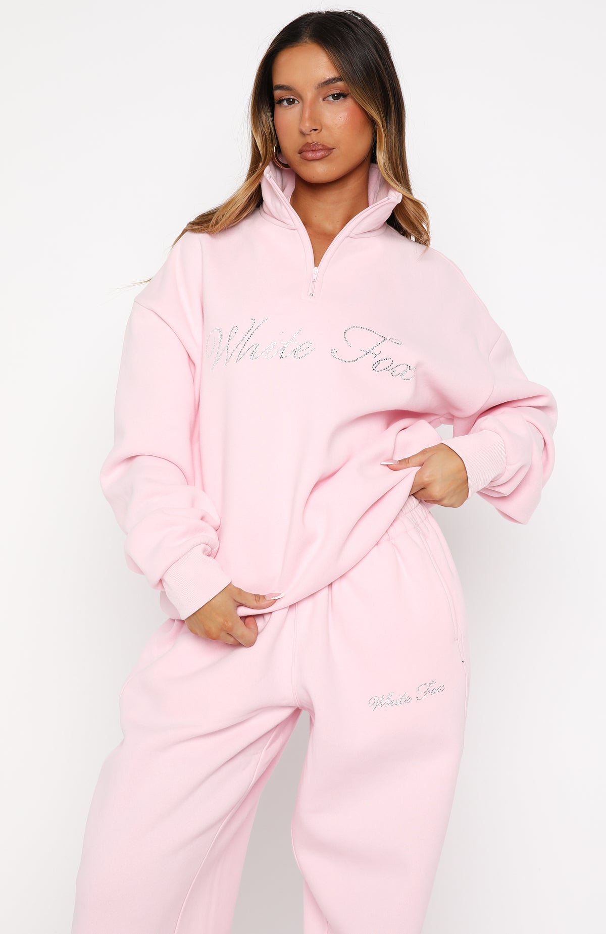 Make It Or Break It Quarter Zip Sweater Pink - Image 2