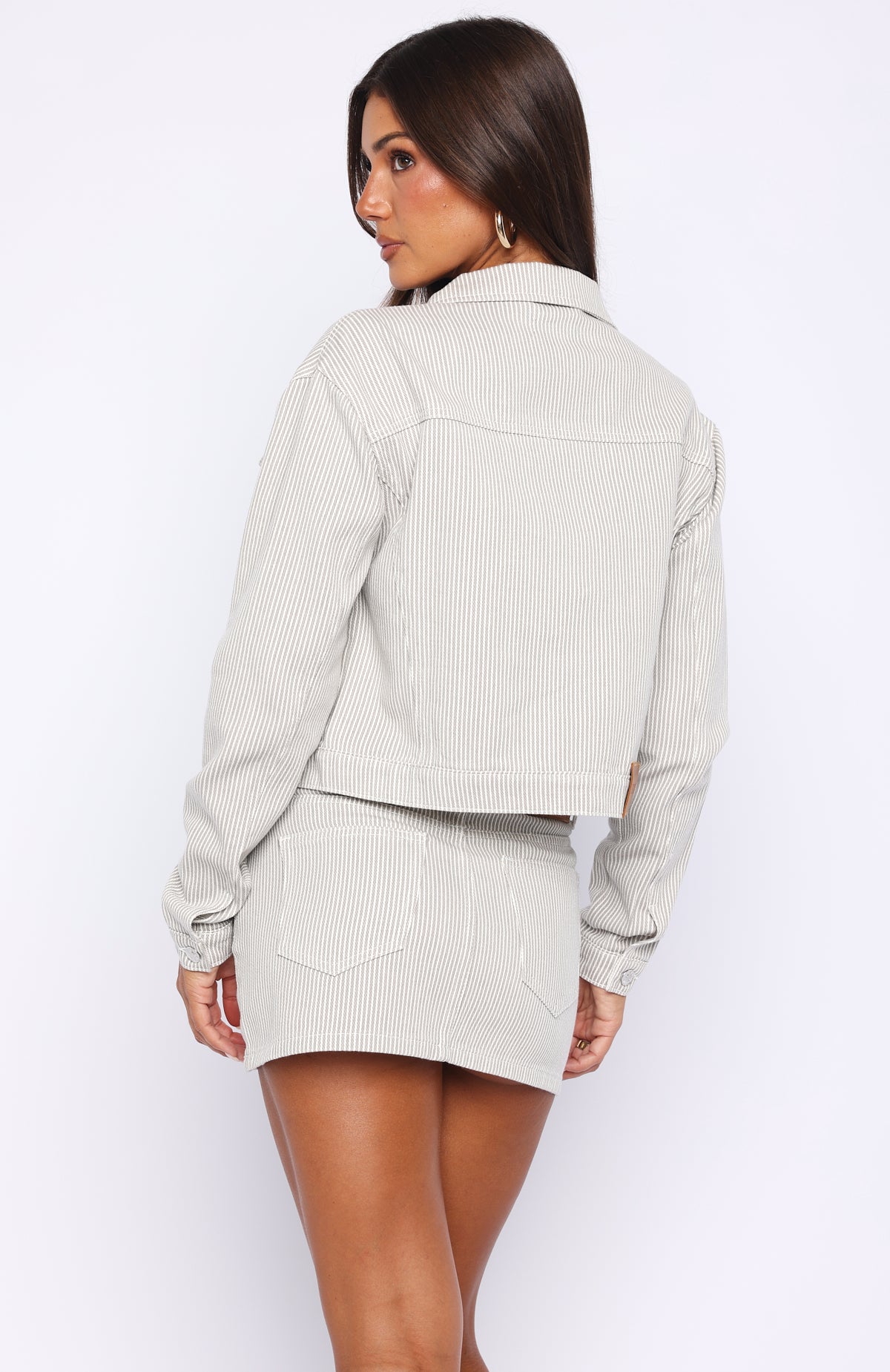 Mariah Striped Denim Jacket Grey/White - Image 4