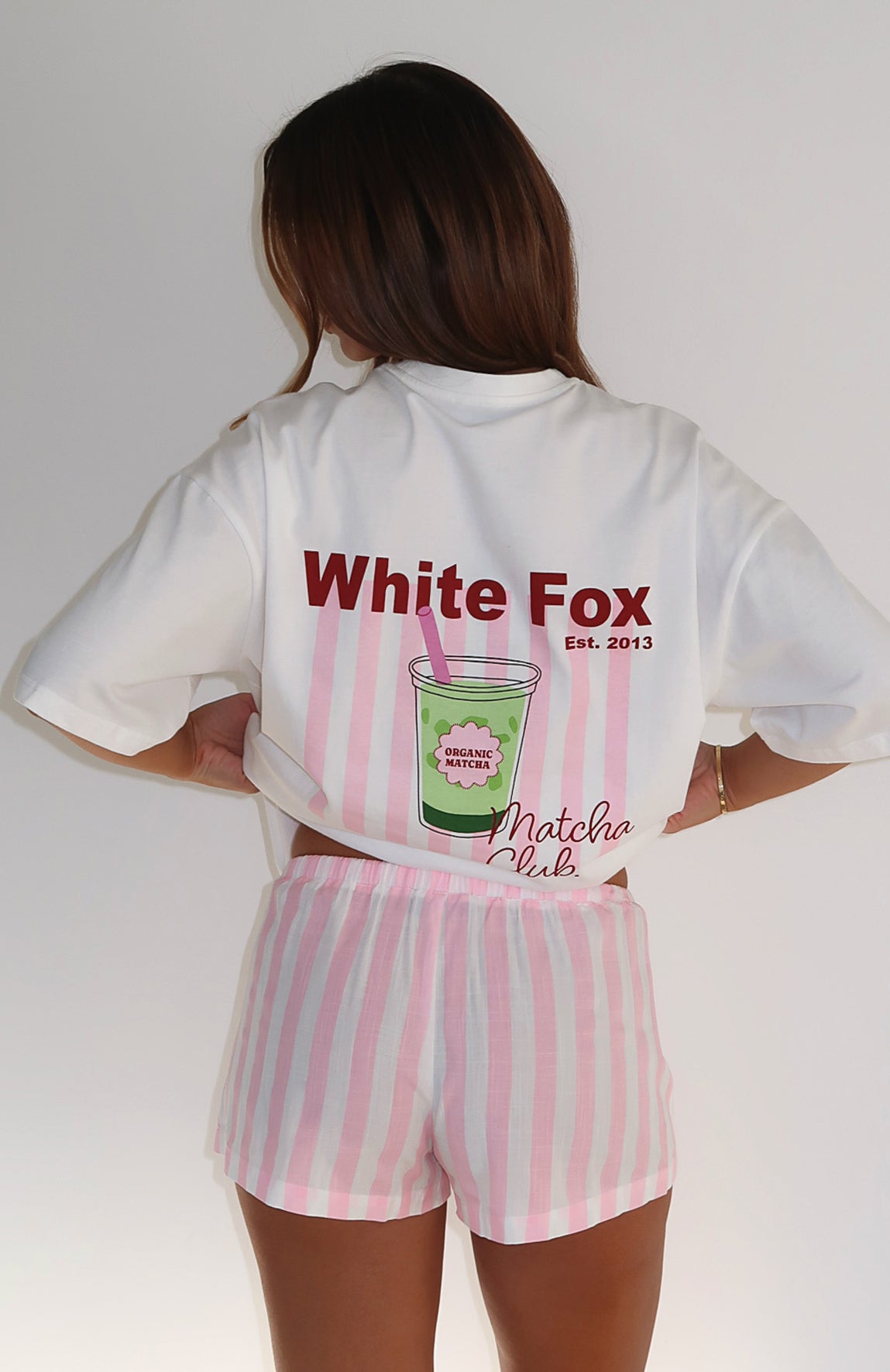 Matcha Club Pyjama Oversized Tee White - Image 5