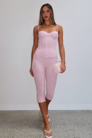 Vibe With Me Lace Capri Pants Baby Pink