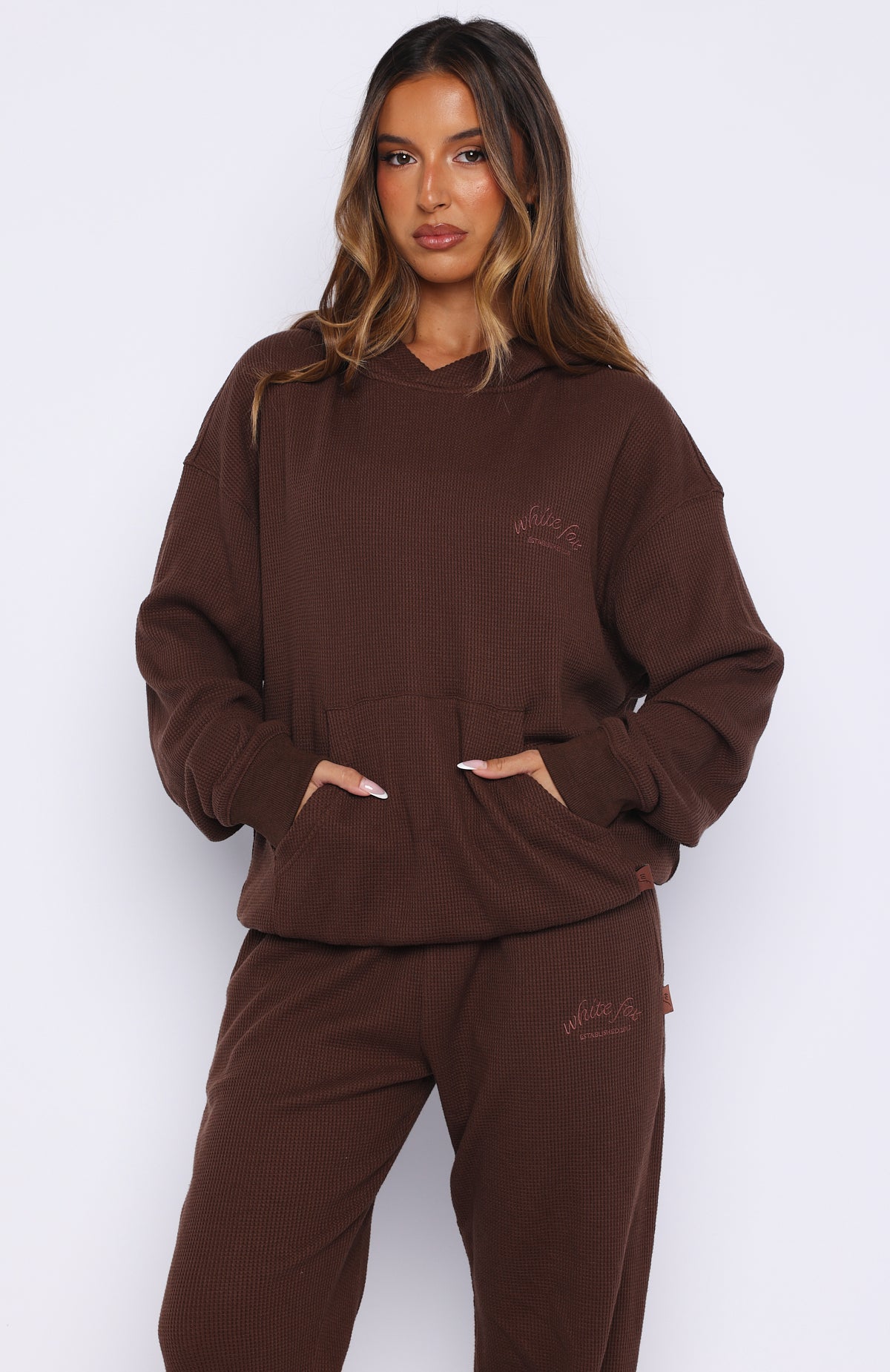 Moving Out Waffle Oversized Hoodie Chocolate - Image 2