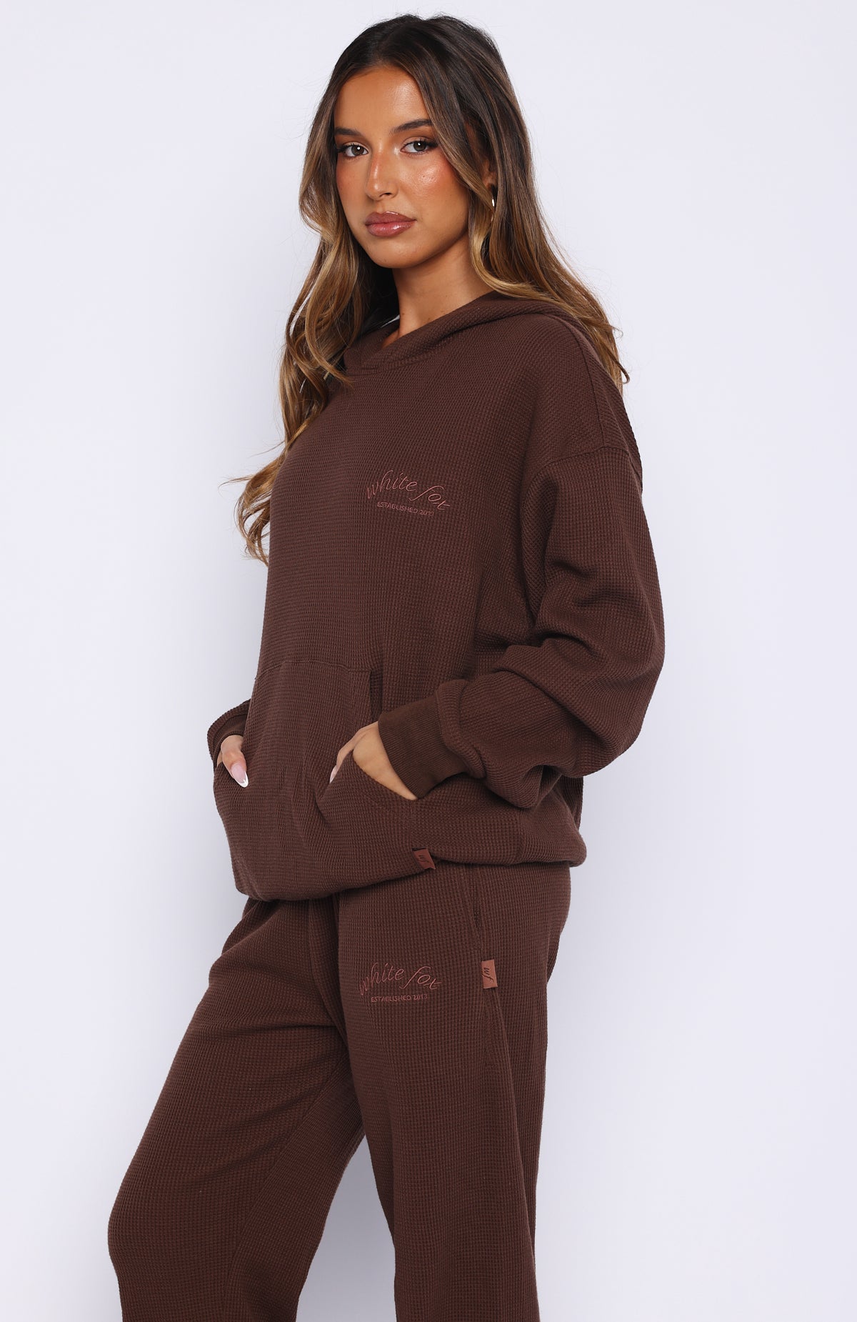 Moving Out Waffle Oversized Hoodie Chocolate - Image 3