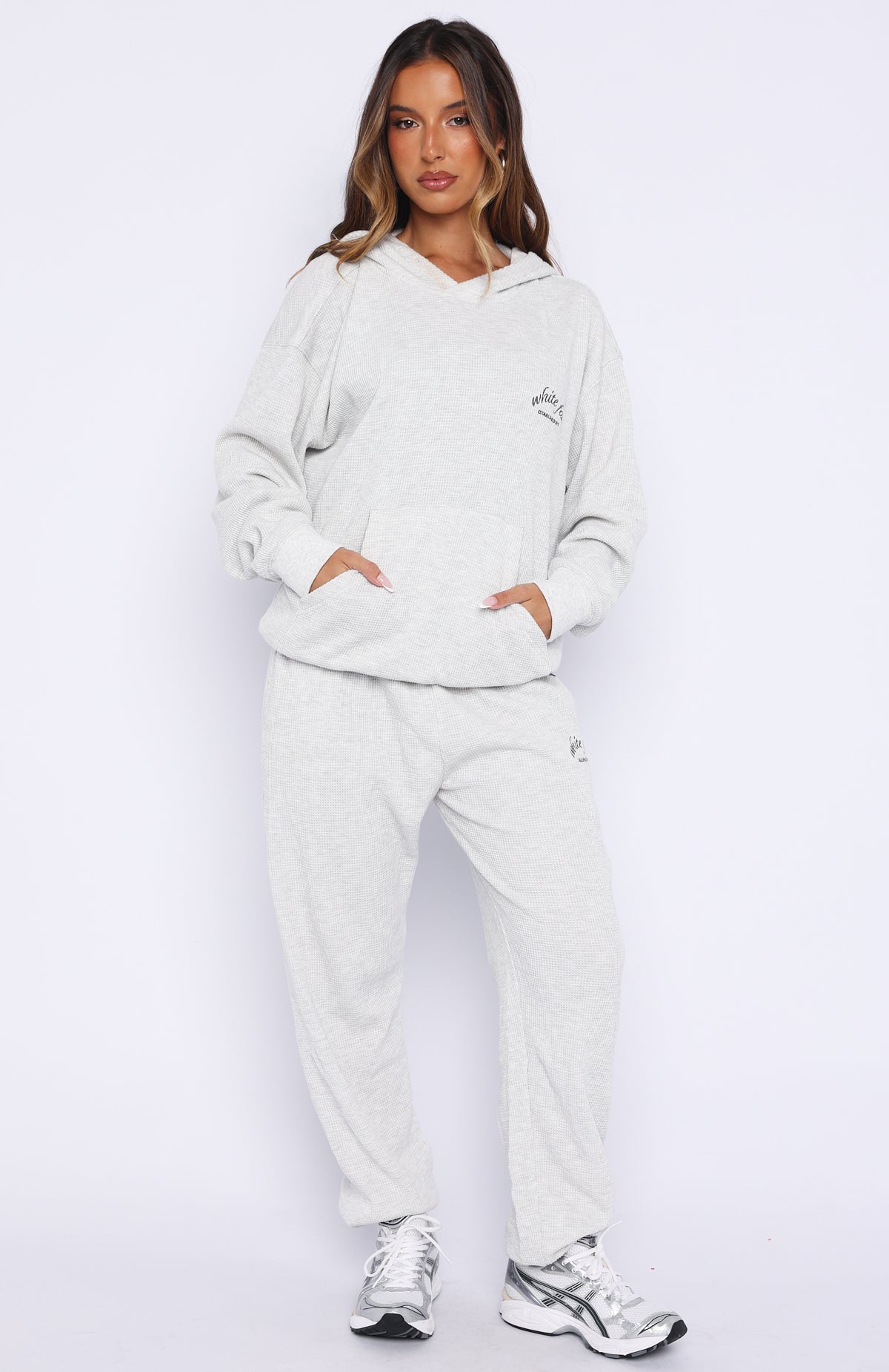 Moving Out Waffle Oversized Hoodie Light Grey Marle - Image 5