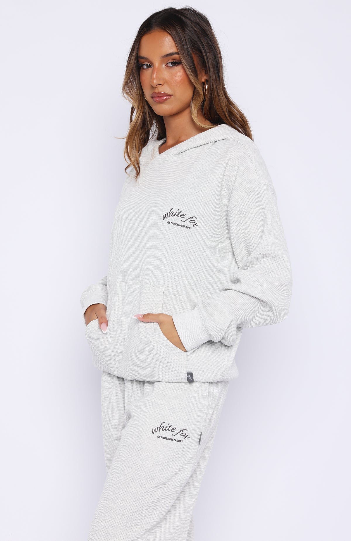 Moving Out Waffle Oversized Hoodie Light Grey Marle - Image 3