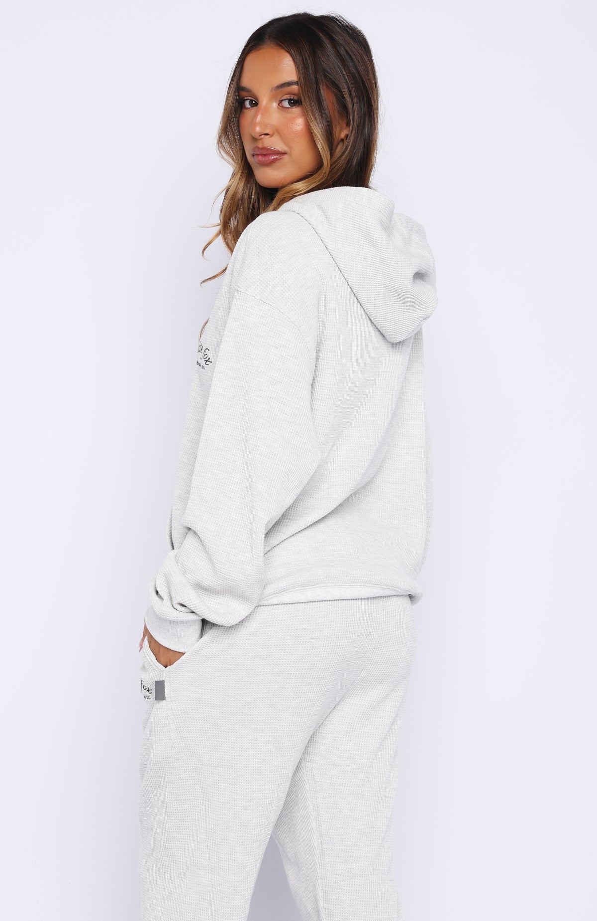 Moving Out Waffle Oversized Hoodie Light Grey Marle - Image 4