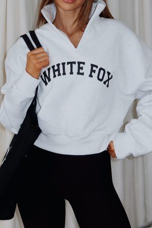 Let The Bells Ring Cropped Quarter Zip Sweater Grey Marle