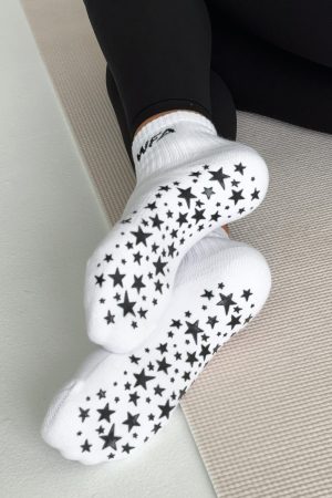 No Slowing Down Grip Socks White/Black