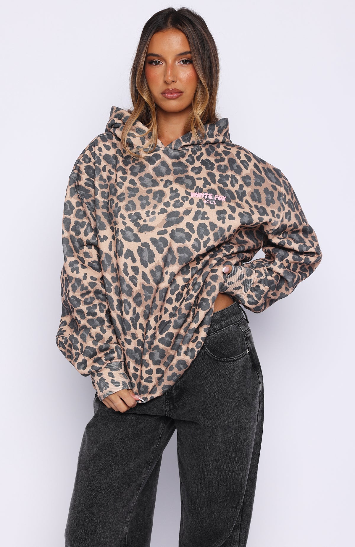 Offstage Printed Oversized Hoodie Dark Leopard - Image 2