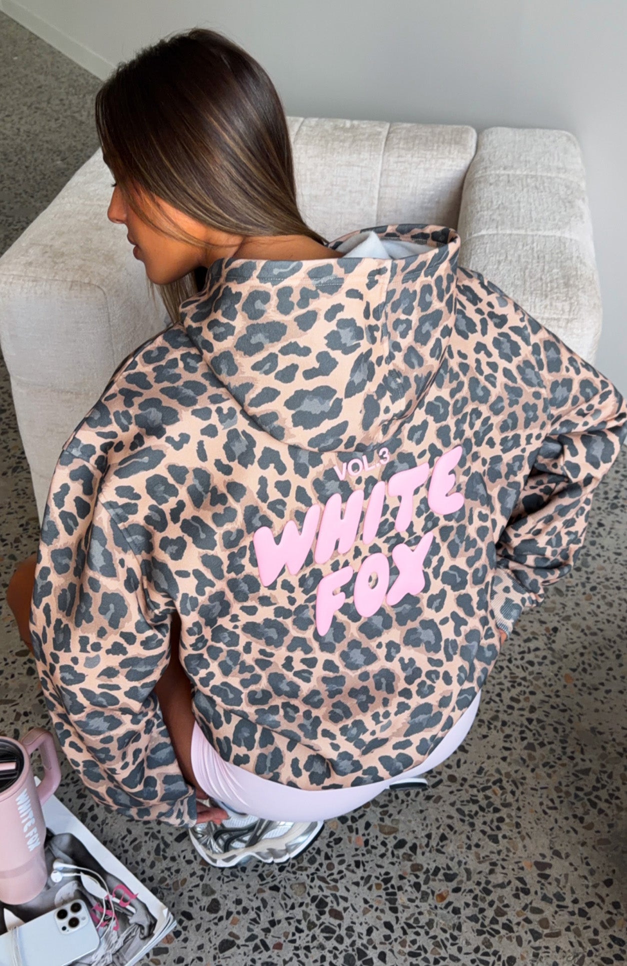 Offstage Printed Oversized Hoodie Dark Leopard
