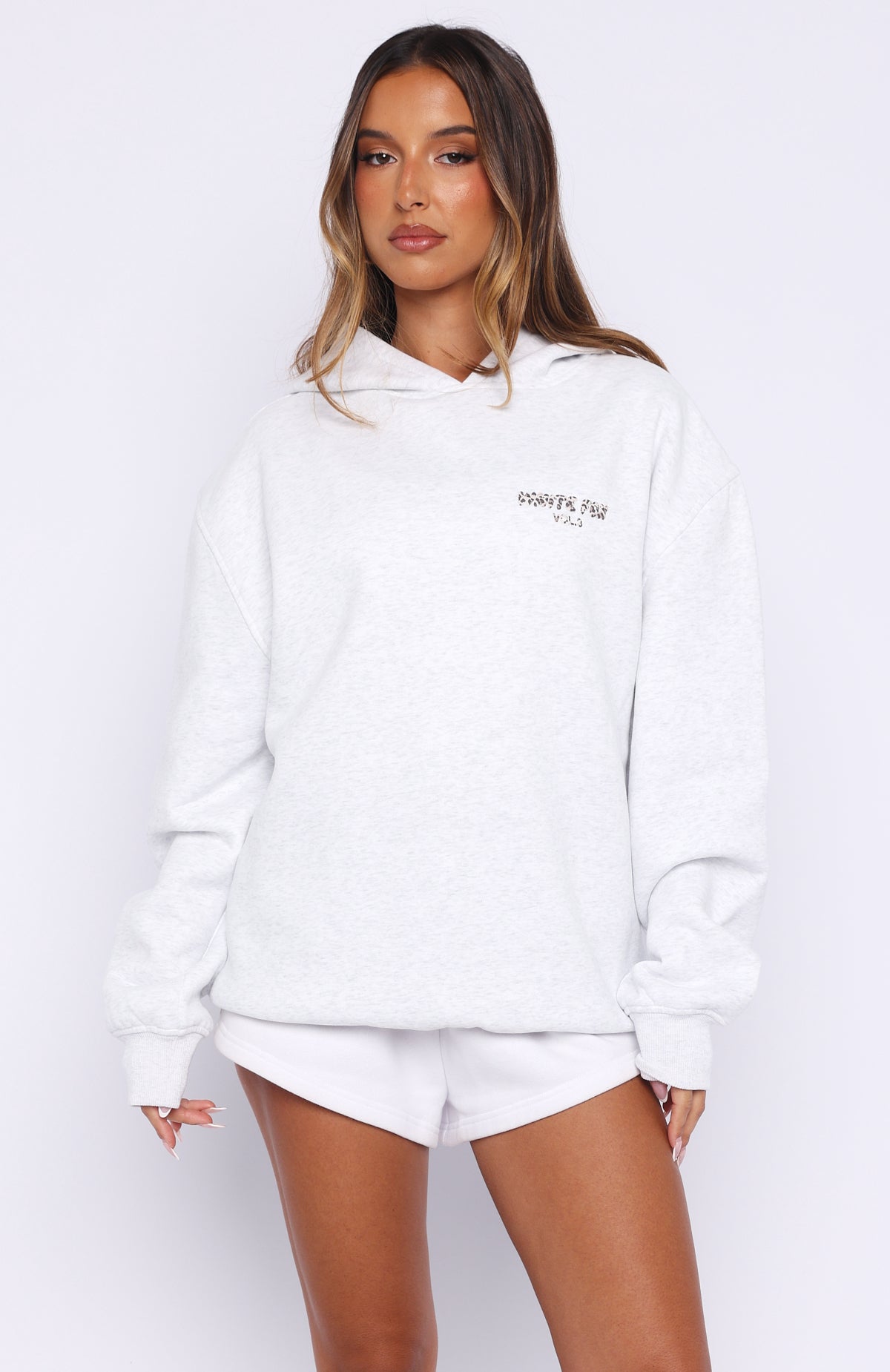Offstage Printed Oversized Hoodie Grey Marle/Leopard - Image 2