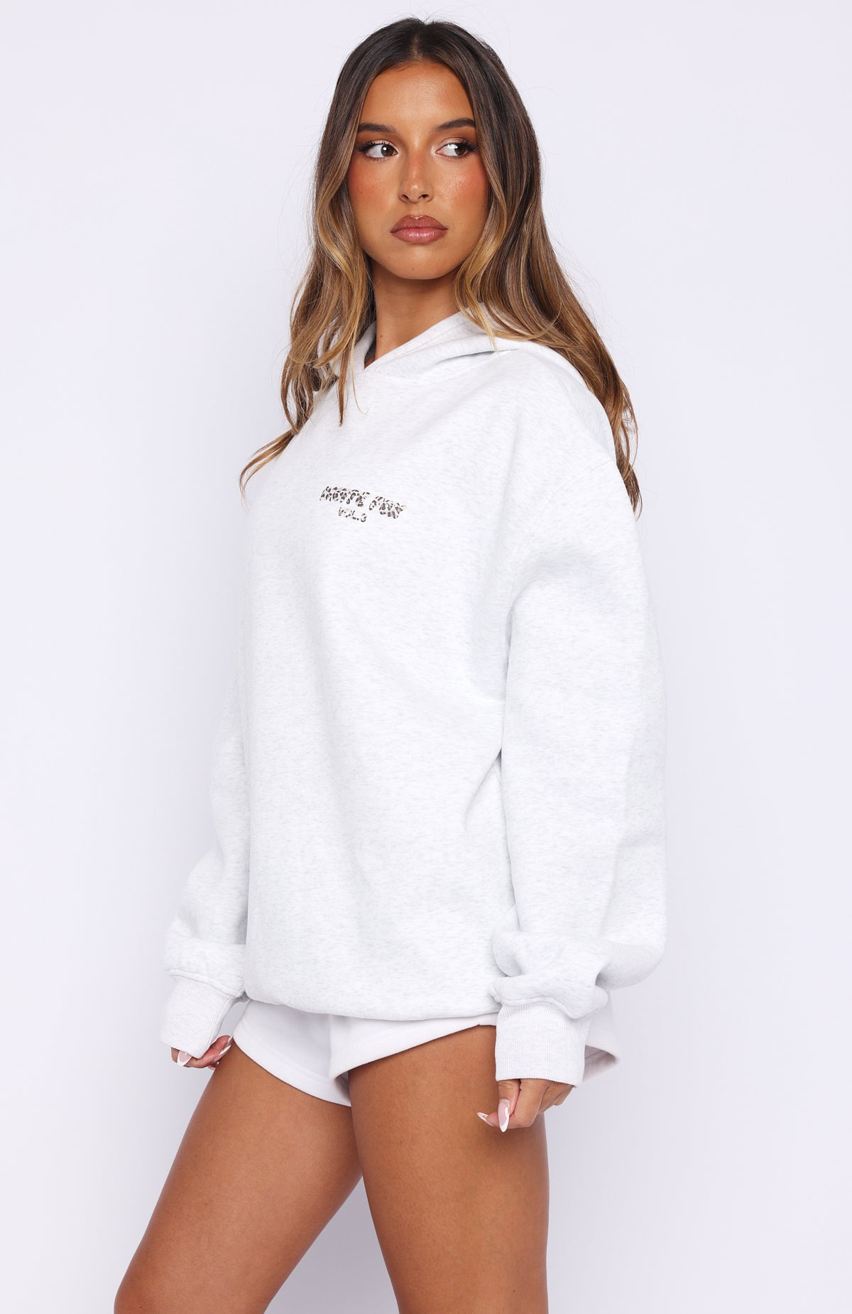 Offstage Printed Oversized Hoodie Grey Marle/Leopard - Image 3