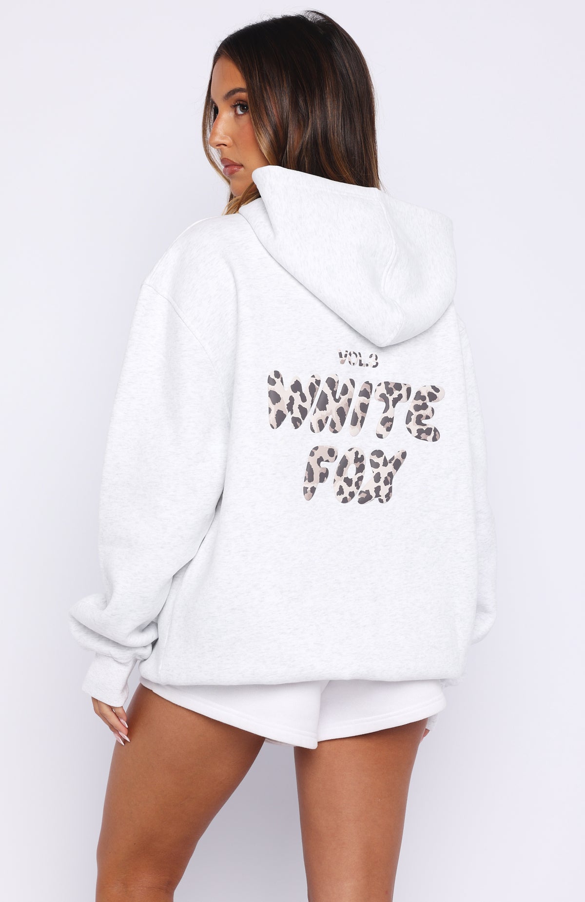 Offstage Printed Oversized Hoodie Grey Marle/Leopard - Image 4