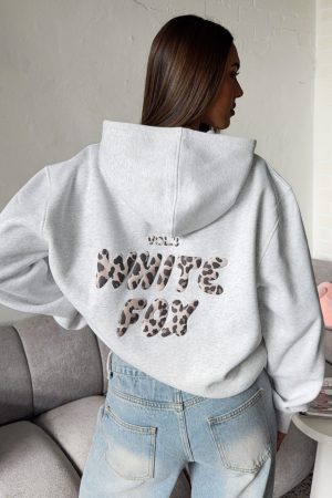 Offstage Printed Oversized Hoodie Grey Marle/Leopard