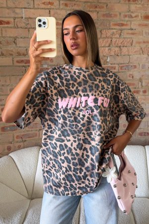 Offstage Printed Oversized Tee Dark Leopard