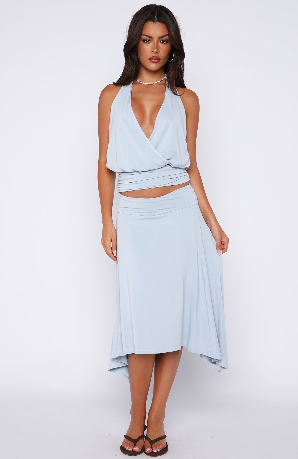 Tropic Drift Midi Skirt Baby Blue - Image 2