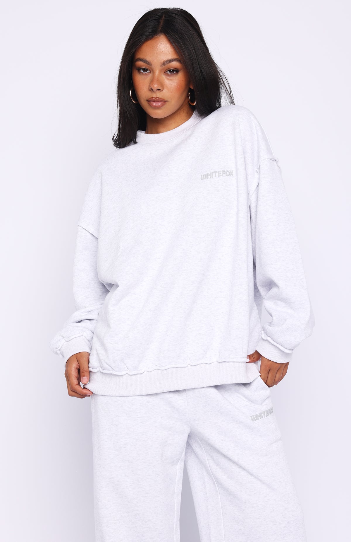 On My Own Terms Oversized Drop Shoulder Sweater Grey Marle - Image 2