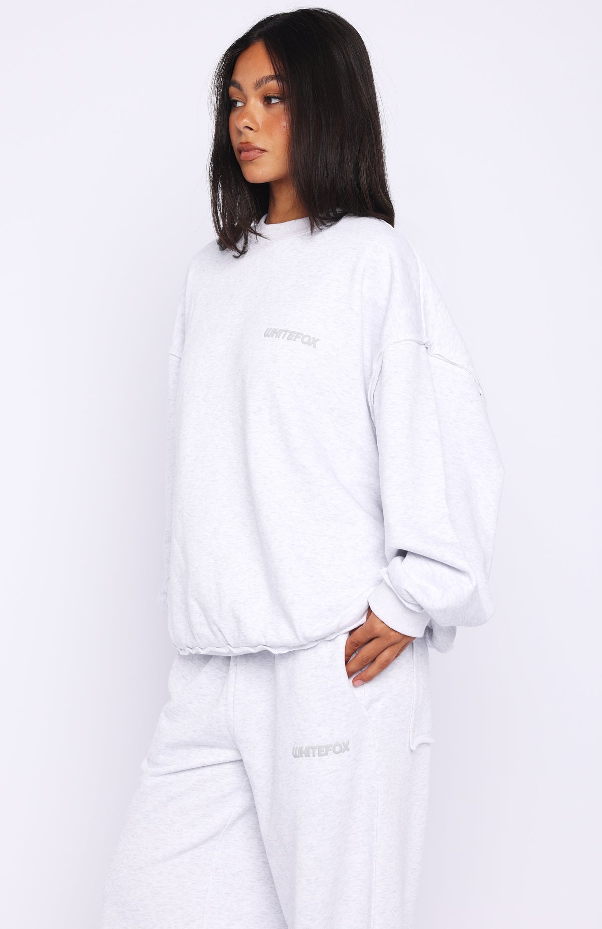 On My Own Terms Oversized Drop Shoulder Sweater Grey Marle - Image 3