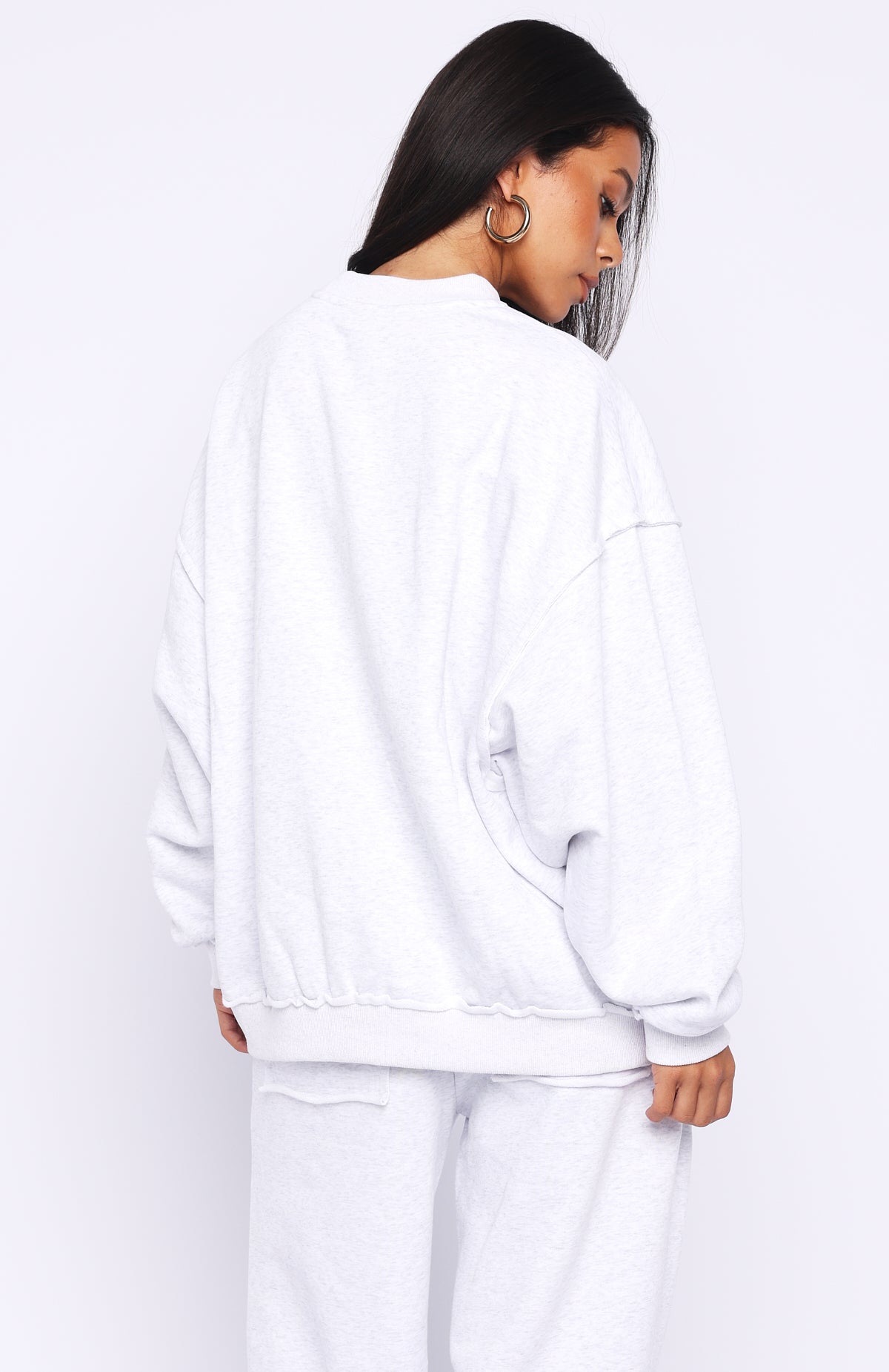 On My Own Terms Oversized Drop Shoulder Sweater Grey Marle - Image 4