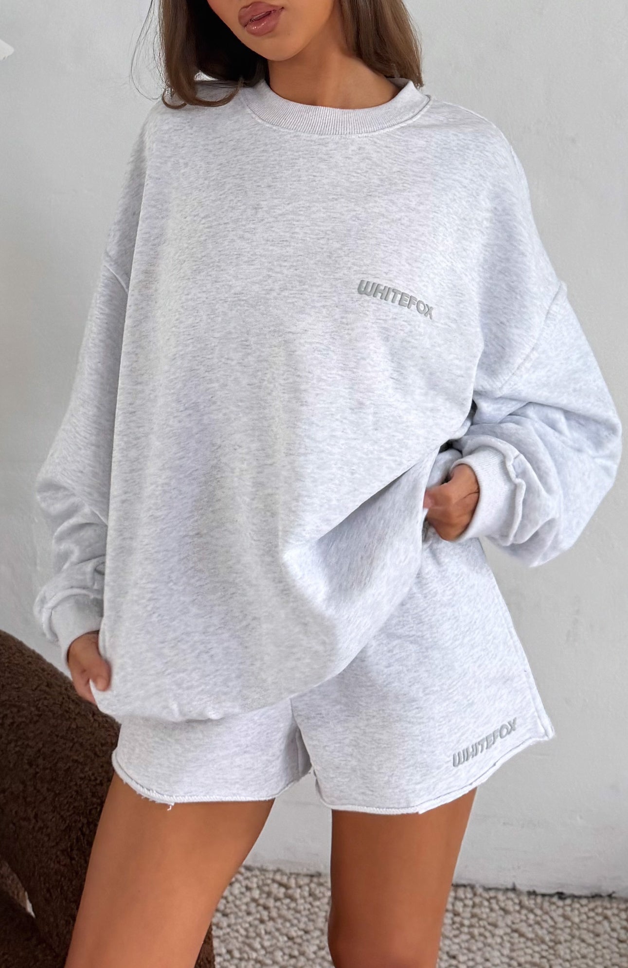 On My Own Terms Oversized Drop Shoulder Sweater Grey Marle