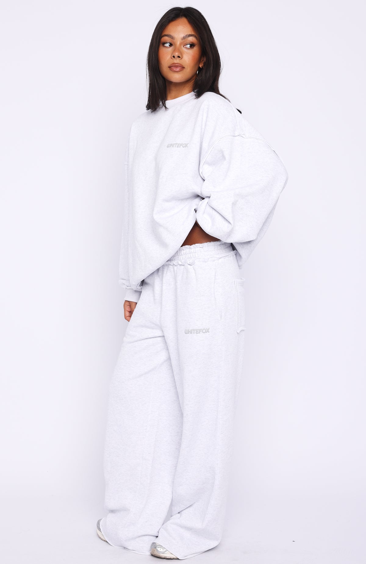 On My Own Terms Wide Leg Sweatpants Grey Marle - Image 3