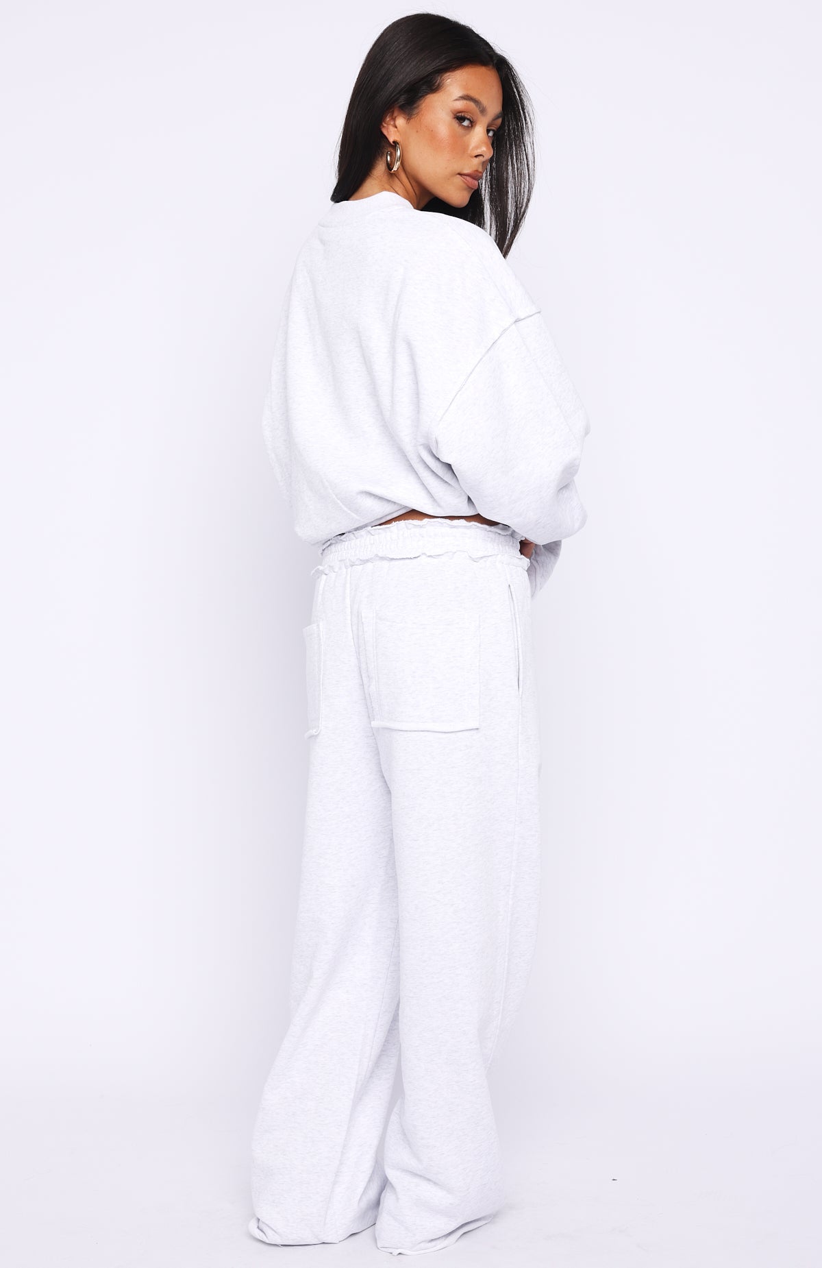 On My Own Terms Wide Leg Sweatpants Grey Marle - Image 4