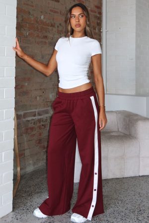 Our Bridges Burned Wide Leg Pants Burgundy