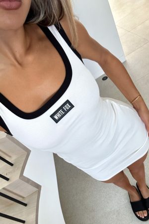 Our Own Way Ribbed Mini Dress White