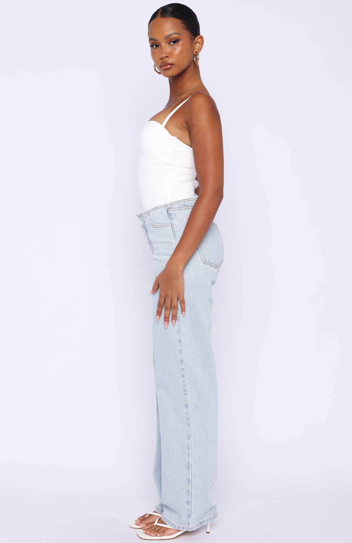 Overachieving Mid Rise Straight Leg Jeans Glacier Blue - Image 3