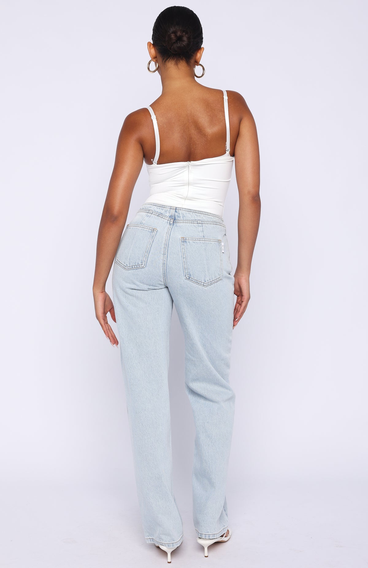 Overachieving Mid Rise Straight Leg Jeans Glacier Blue - Image 4