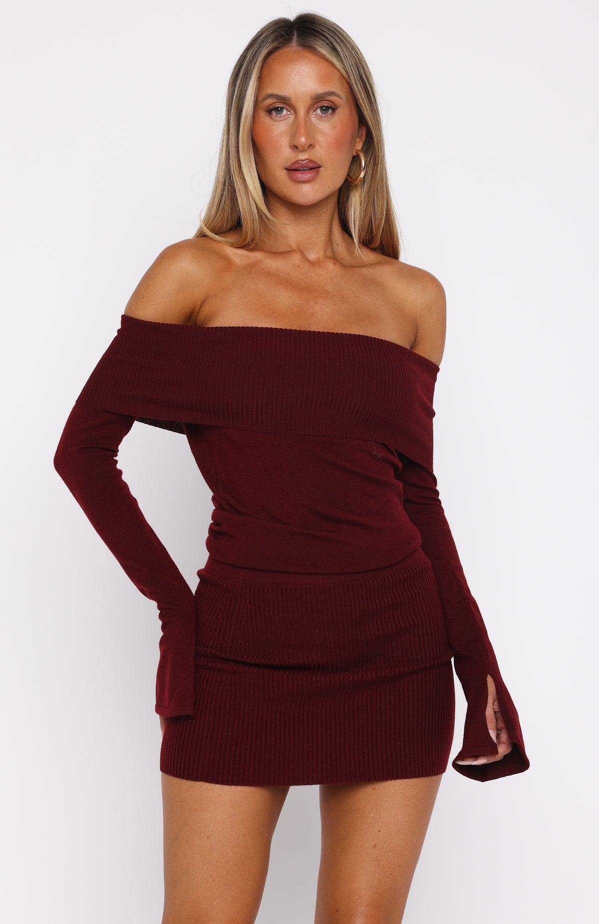 Parental Guidance Knit Mini Dress Burgundy - Image 2