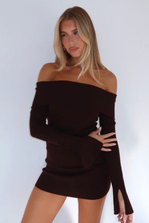 Parental Guidance Knit Mini Dress Chocolate