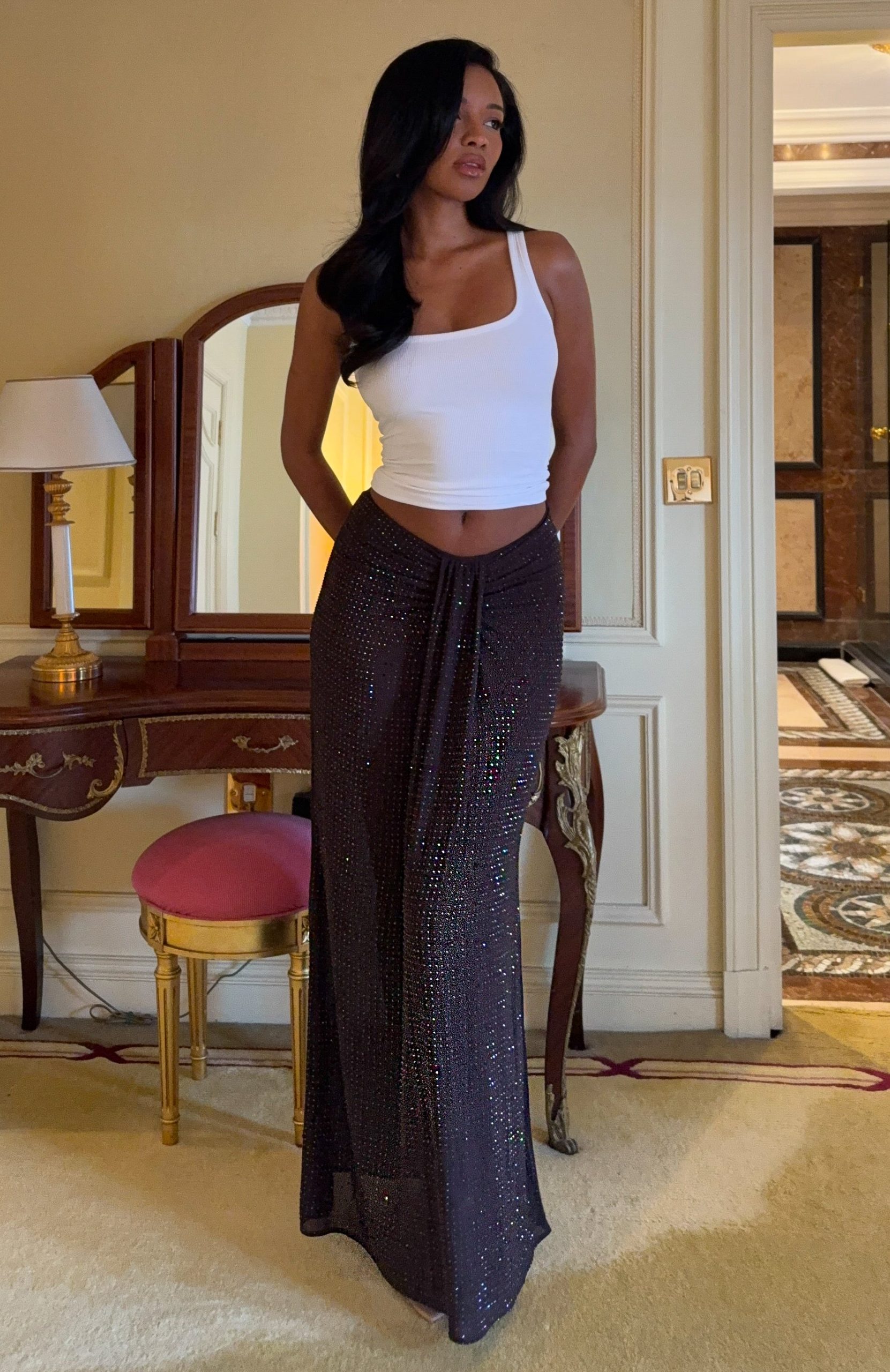 Secret Kisses Embellished Maxi Skirt Chocolate - Image 6