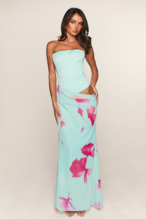 Peach Fizz Strapless Maxi Dress Amalfi Muse
